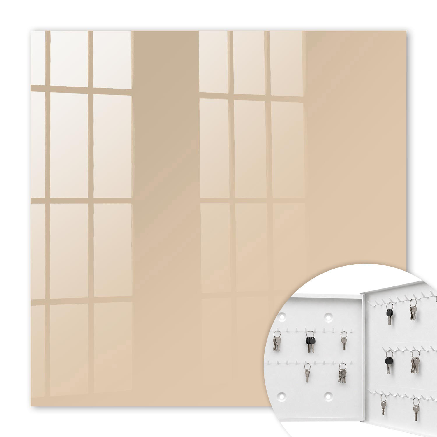 SCHLÜSSELBOX Weiß 30x30 cm – Türöffnung nach rechts - Beige-Orange - Beige, Metall (30/30/5cm) - TULUP
