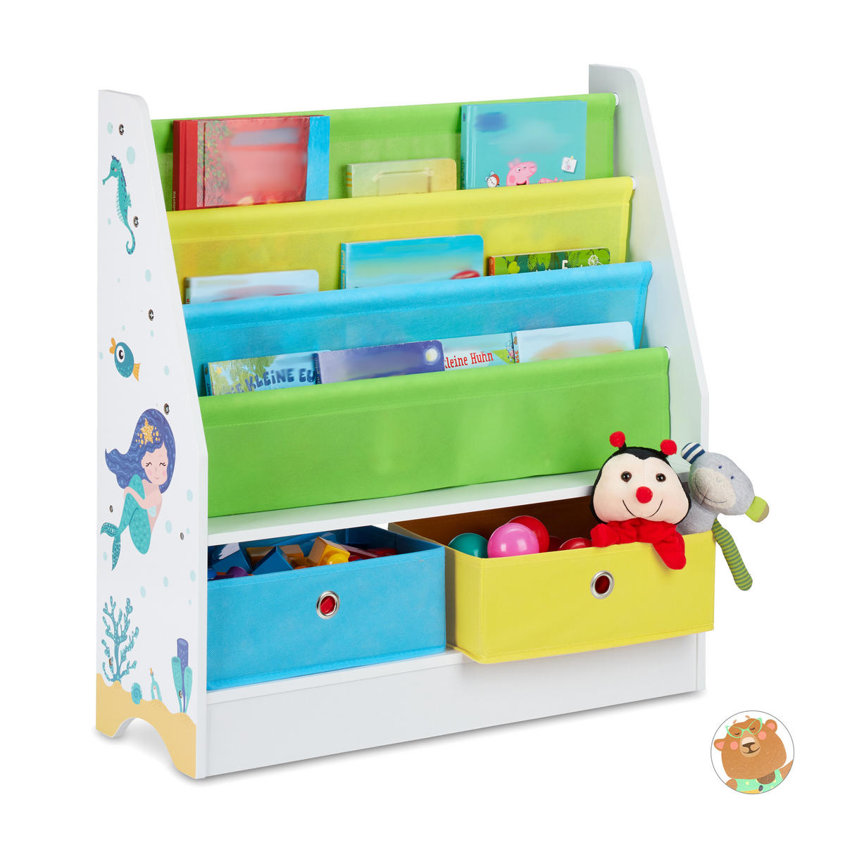 KINDERREGAL - Multicolor, Holzwerkstoff/Kunststoff (71/74/23cm) - Relaxdays