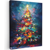 LEINWANDBILD Weihnachtsbaum - Weihnachten - Abstrakt - Farbenfroh 30x40 cm - Multicolor, Textil (30/40cm) - MuchoWow