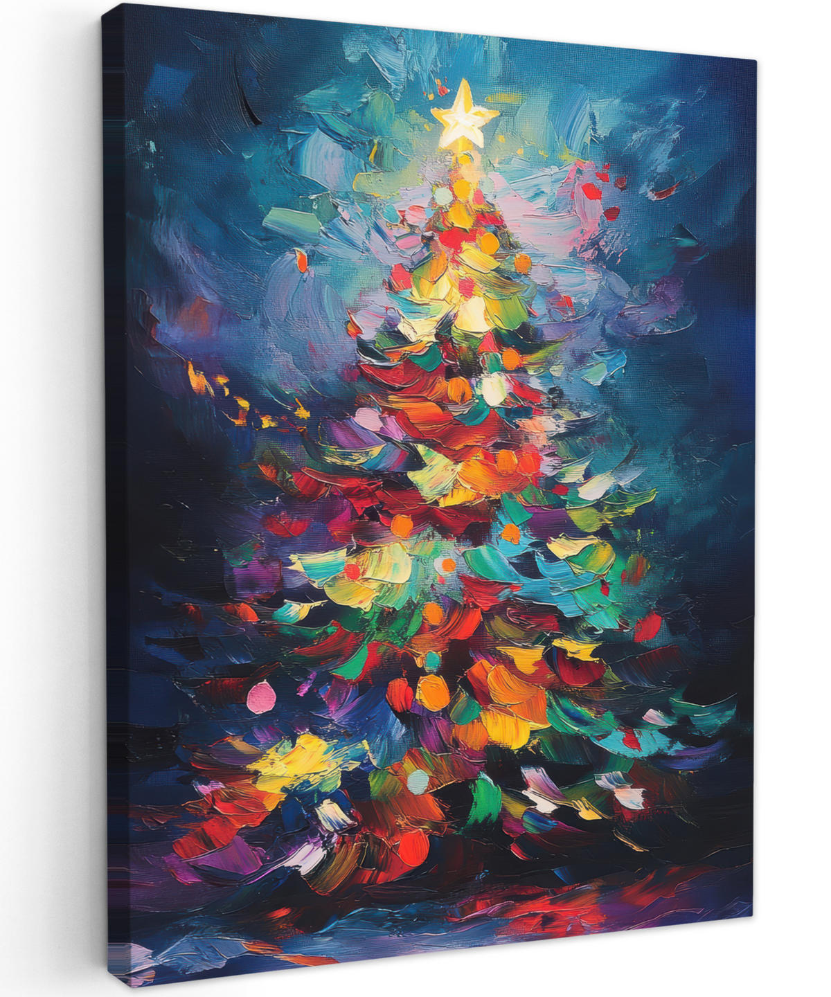 LEINWANDBILD Weihnachtsbaum - Weihnachten - Abstrakt - Farbenfroh 30x40 cm - Multicolor, Textil (30/40cm) - MuchoWow
