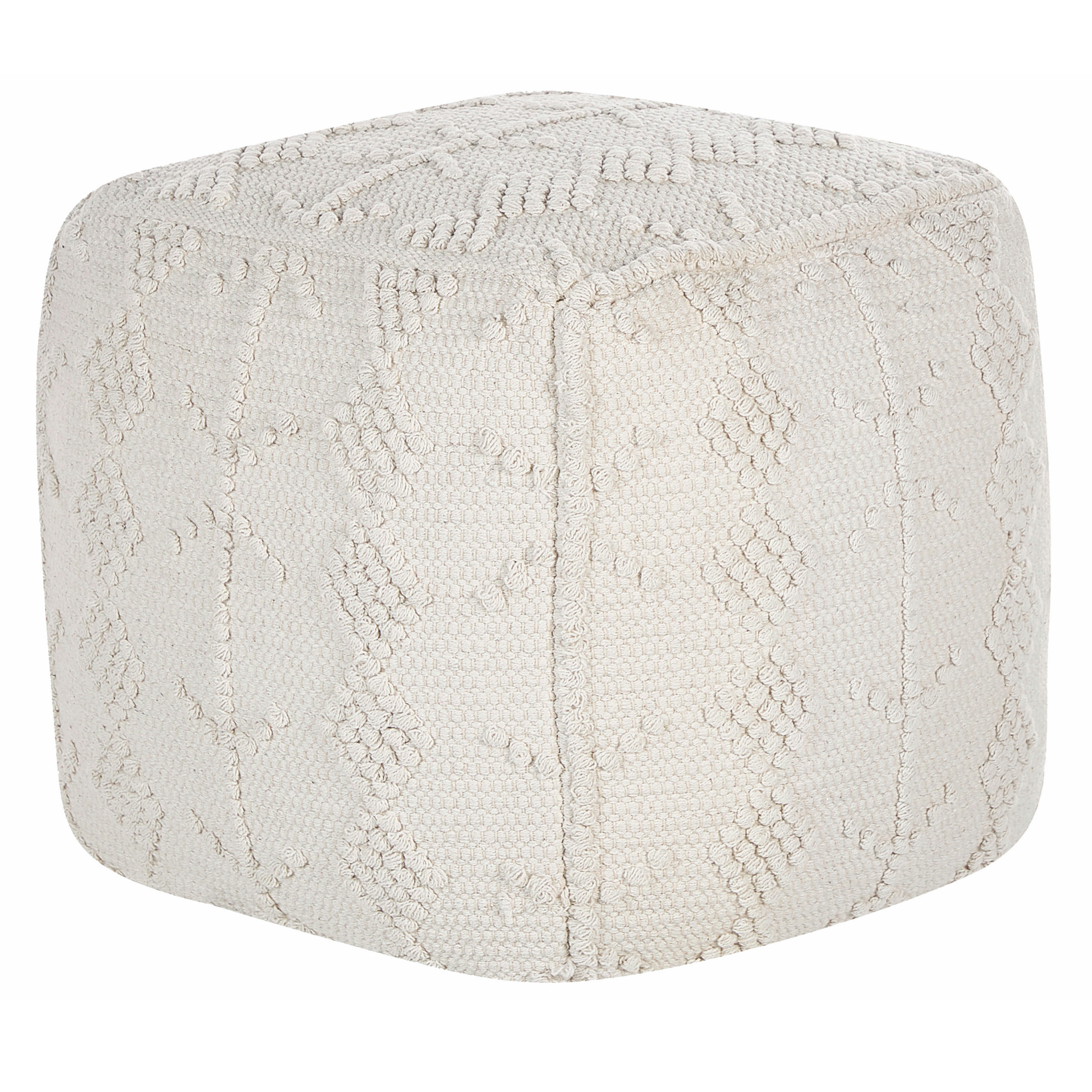 POUF Warangal 40/40/40 cm - Weiß, Naturmaterialien/Textil (40/40/40cm) - Beliani