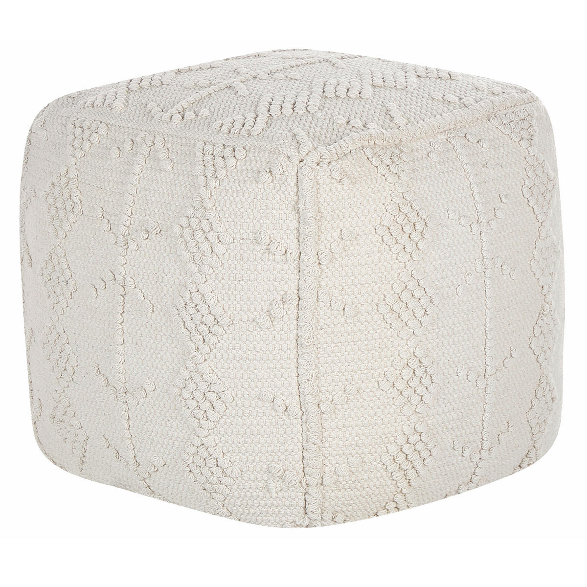 POUF Warangal 40/40/40 cm - Weiß, Naturmaterialien/Textil (40/40/40cm) - Beliani