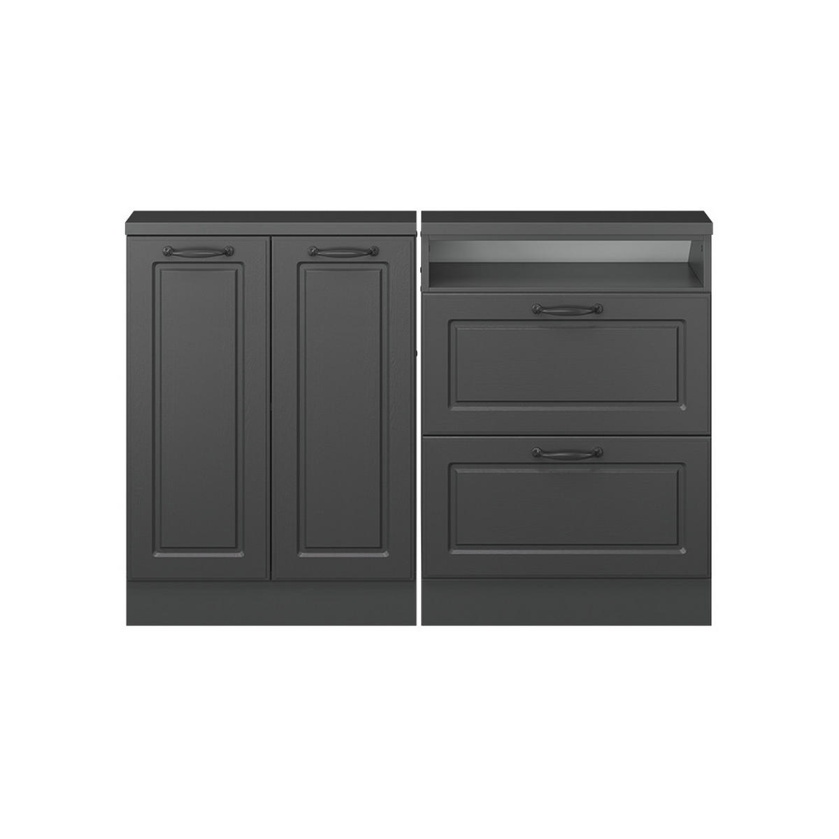 DACHSCHRÄGENSCHRANK-SET Rion Anthrazit Landhaus/Anthrazit 120 x 81.6 cm 2er Set - Anthrazit, Holzwerkstoff (120/81.6/46cm) - Vicco
