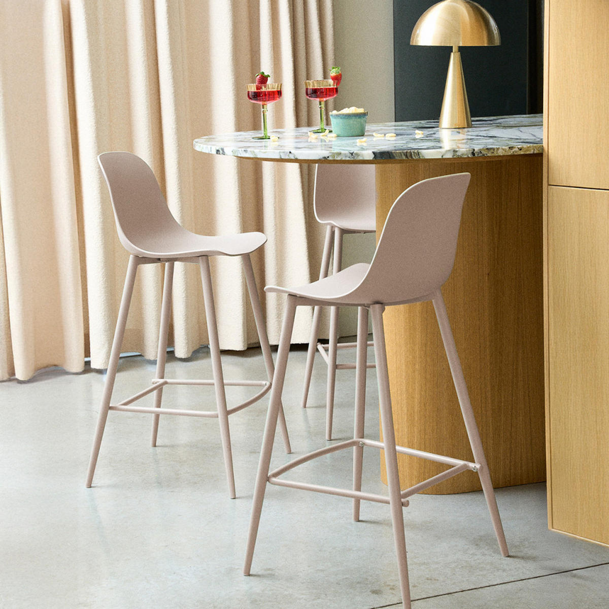 BARHOCKER - Plastik - Beige - 4er-Set - Beige, Kunststoff (48/92/50cm) - Drawer