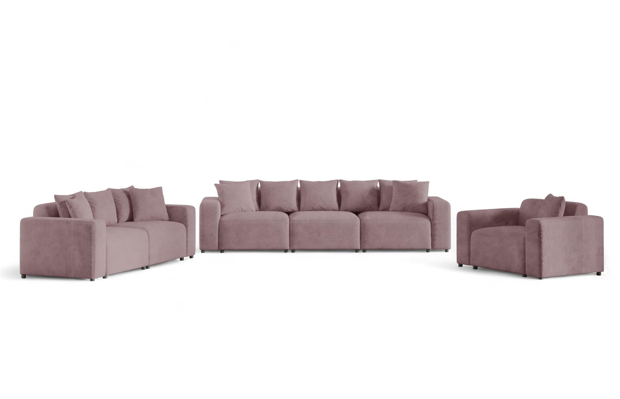 SOFASET Megan 3-2-1 In Poso - Altrosa, Holzwerkstoff/Textil (327/75/98cm) - Fun Möbel