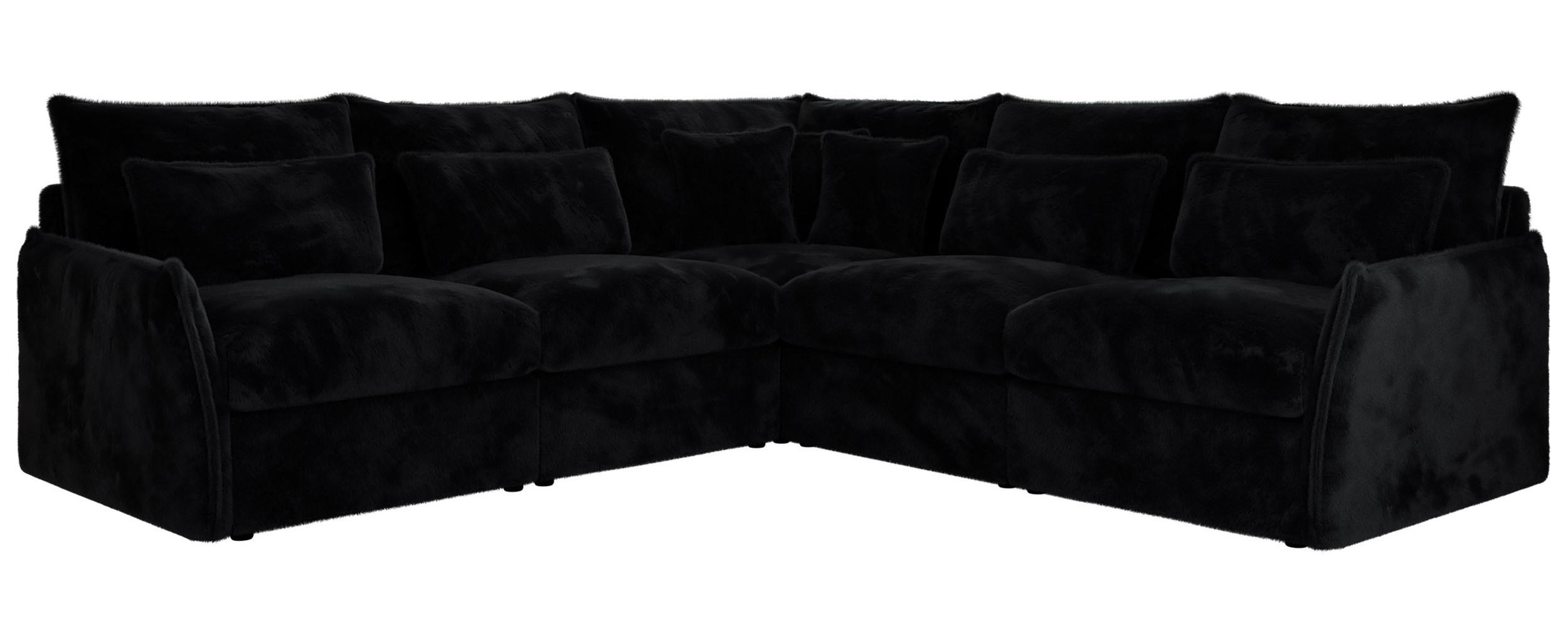 ECKSOFA VERSO L Schwarz Plüsch - Schwarz, Kunststoff/Textil (270/270cm) - MKS