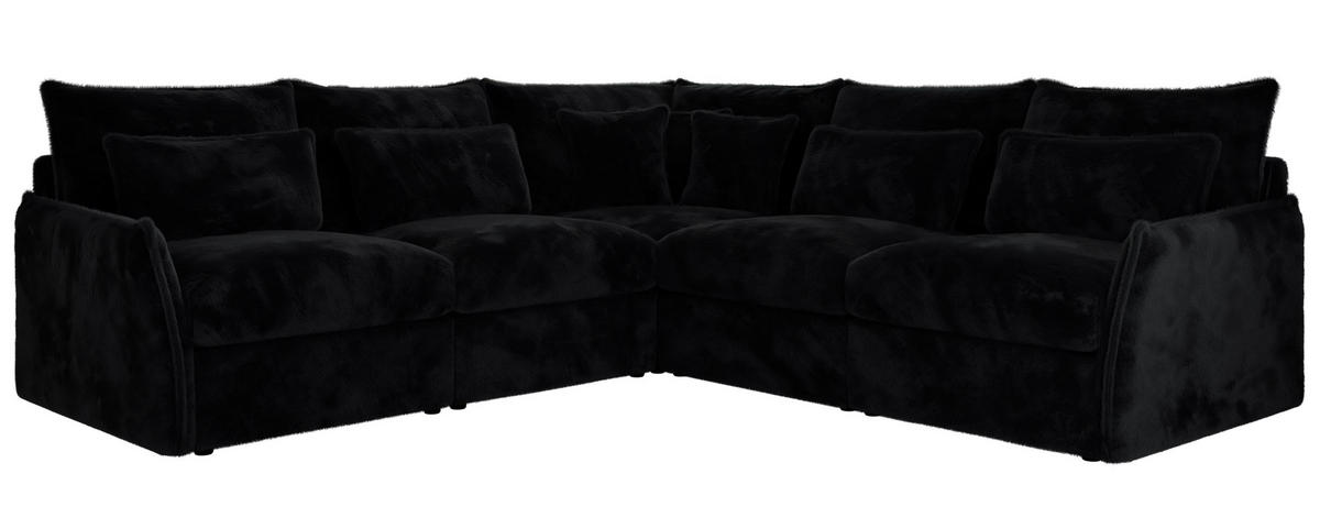 ECKSOFA VERSO L Schwarz Plüsch - Schwarz, Kunststoff/Textil (270/270cm) - MKS