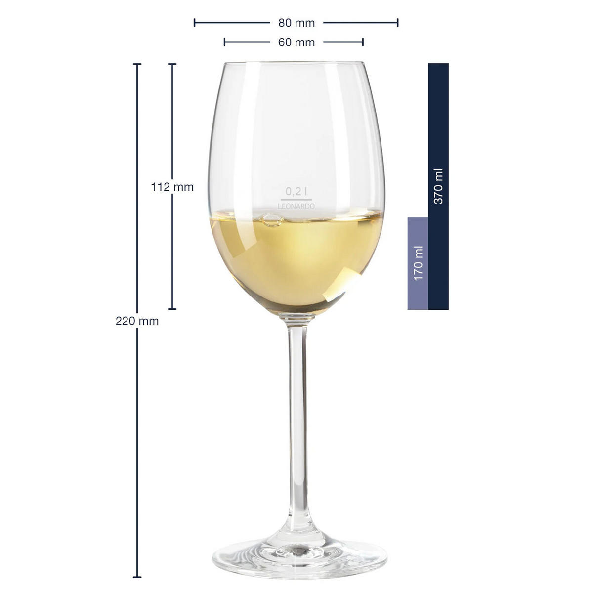 WEISSWEINGLÄSER GEEICHT Daily Gastro-Edition transparent 0,2 l 6er Set - Transparent, Glas (0.2L) - Leonardo Living