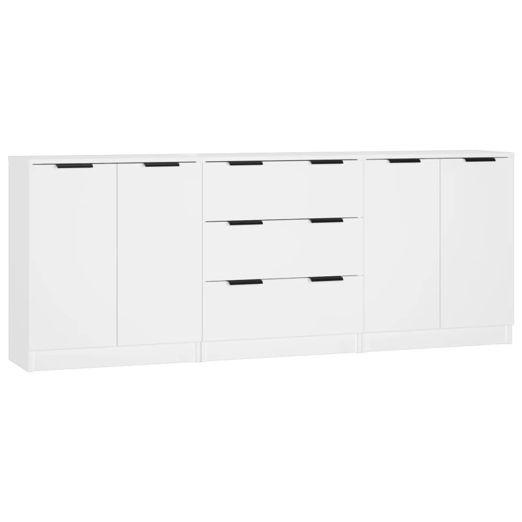 SIDEBOARD 3Er Set Weiss Holzwerkstoff - Weiß, Holzwerkstoff (60/70/30cm) - vidaXL