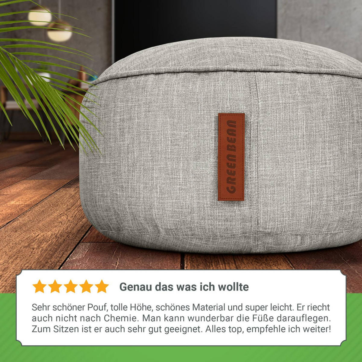 SITZSACK-HOCKER "Home Linen" 45x25cm - Grau, Textil (45/25/45cm) - Green Bean