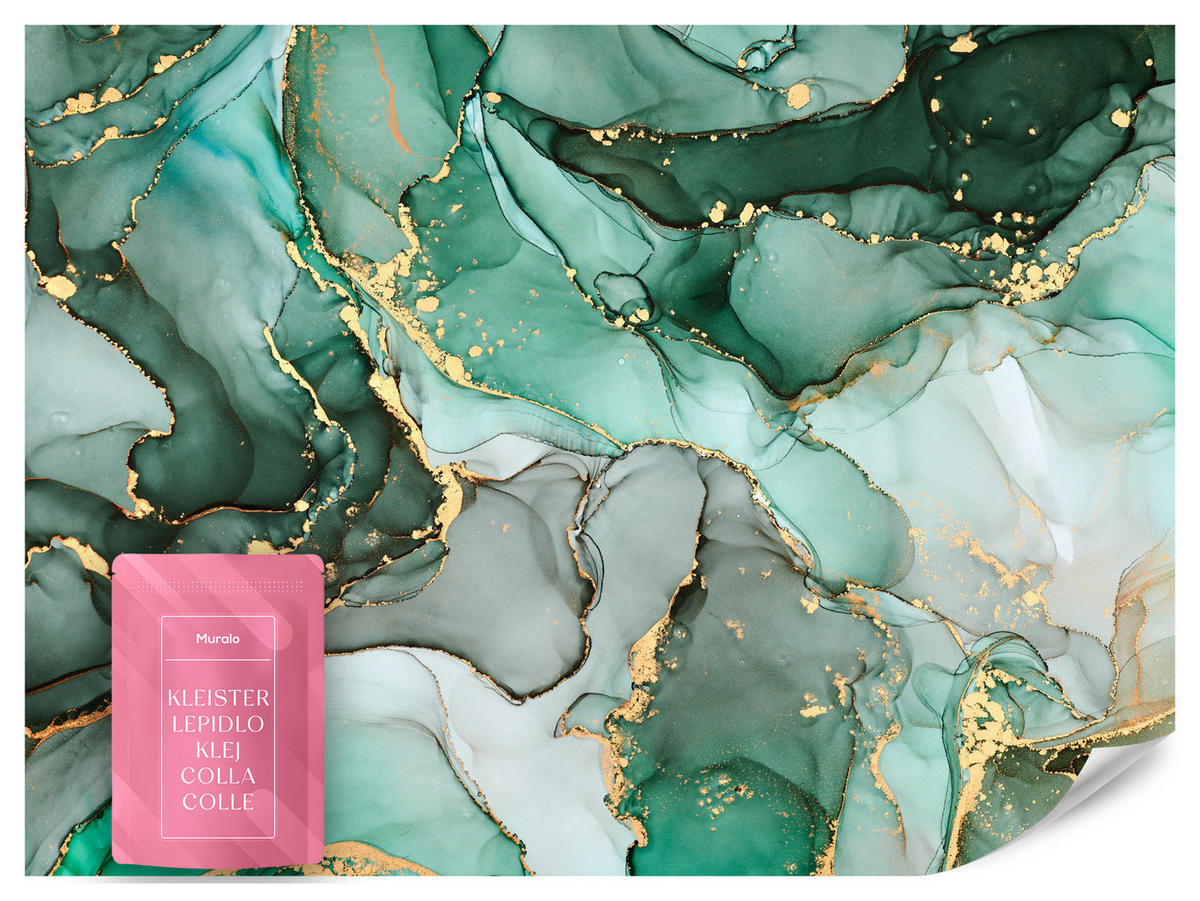 FOTOTAPETE Grüne Abstraktion Marmor Muster 400x280 - Beige/Grau, Papier (400/280cm) - Muralo