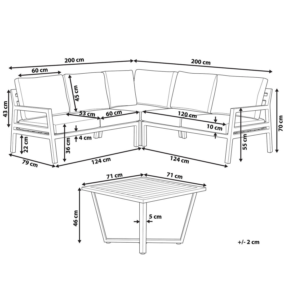 LOUNGE-SET schwarz Vizzini - Schwarz, Metall - Beliani