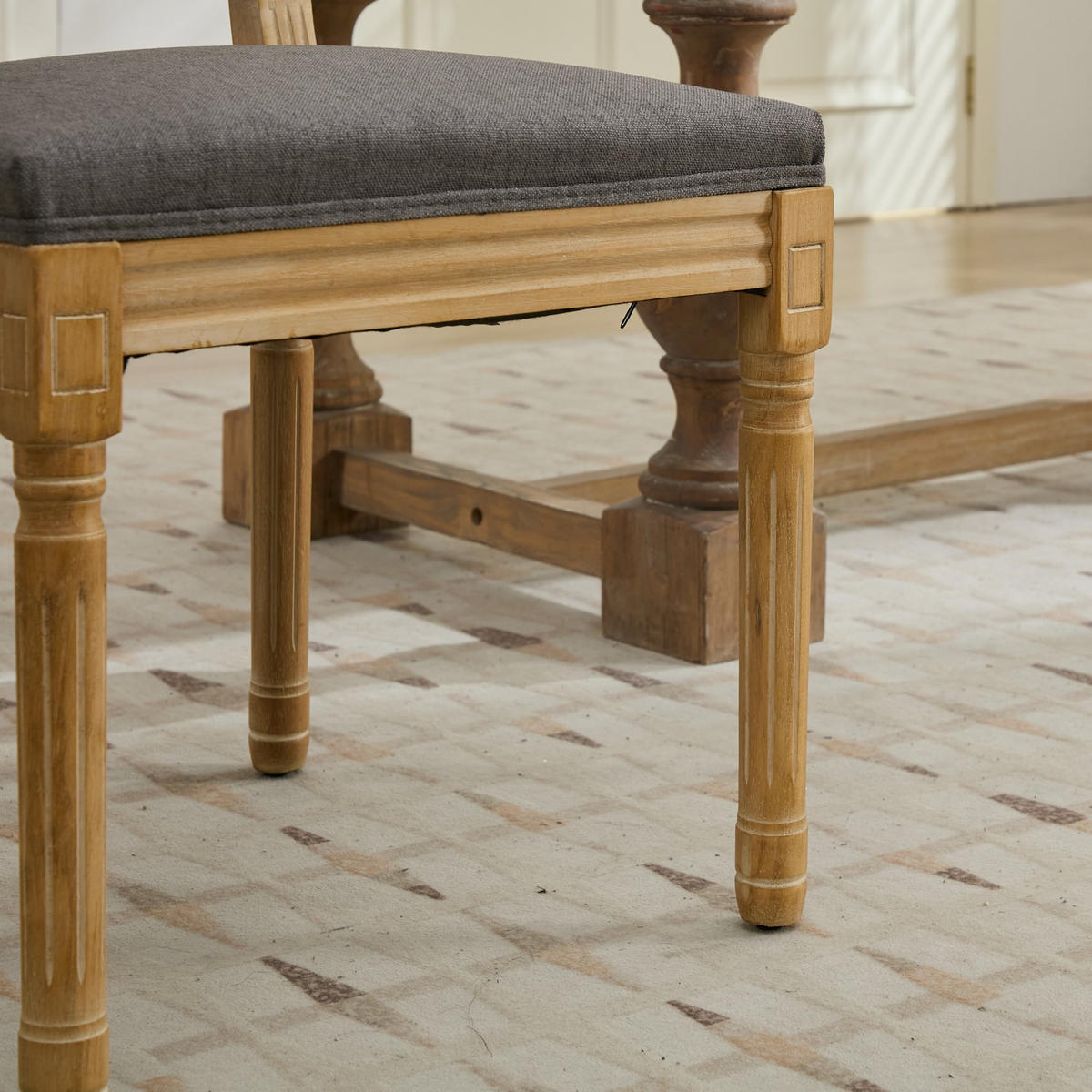 STUHL-SET DE-36376 2 Stück mit Rattan-Rückenlehne Grau - Grau, Holz (50/98.5/53cm) - ComfortXL