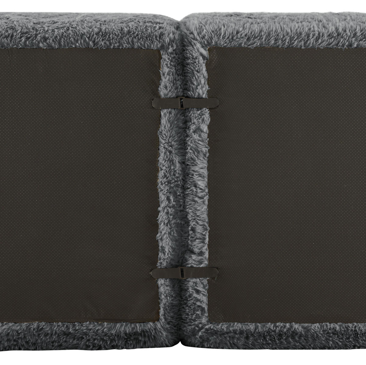 ECKSOFA aus Plüsch in Grau mit Ottoman - Grau, Textil (179/104/204cm) - Modfu