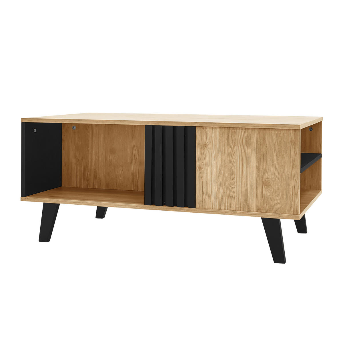 COUCHTISCH 100/60/45 cm aus Holz und Schwarz mit Stauraum - Naturfarben, Holzwerkstoff (100/60/45cm) - OKWISH