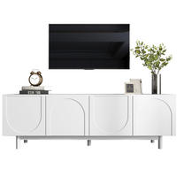 TV ormarić 175/38/56 cm bijeli od iverice s 4 vrata i podesivim policama - bijela, drvni materijal (175/56/38cm) - OKWISH