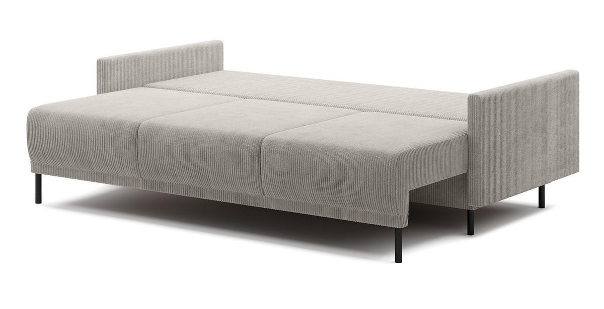 SCHLAFSOFA Hamiel Hellbeige Cordbezug 212 cm - Ecru/Schwarz, Holz/Textil (212/87/97cm) - Selsey