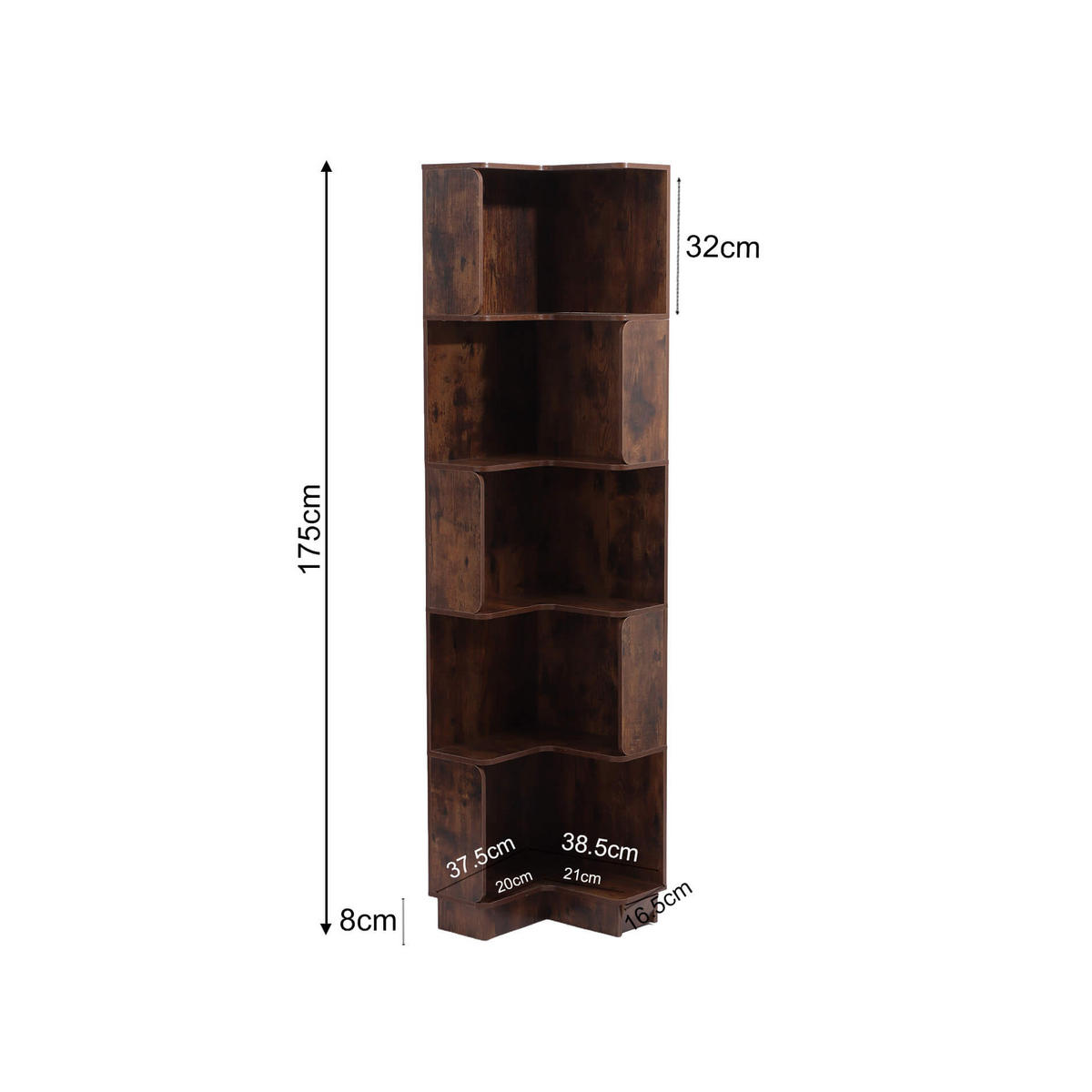 BÜCHERREGAL 6 Ablagen Dunkles Holz 38,5/37,5/175 - Dunkelbraun, Holz (39/175/38cm) - Mobili Rebecca