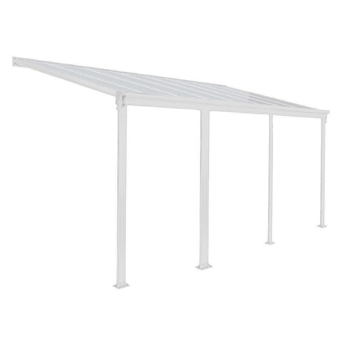 TERRASSENÜBERDACHUNG SOLIS - Farbe: Weiß, Größe: 618 / 625 x 303 / 300 x 278 / 226 cm - Weiß, Kunststoff (618/278/303cm) - Home Deluxe
