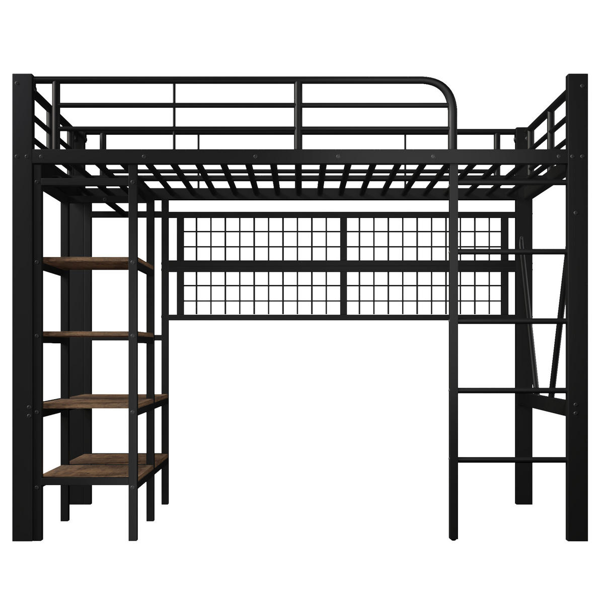 HOCHBETT aus Metall 90x200 cm in Schwarz mit LED-Lichtleiste & Ablagefach - Schwarz, Metall (90/200cm) - Modfu
