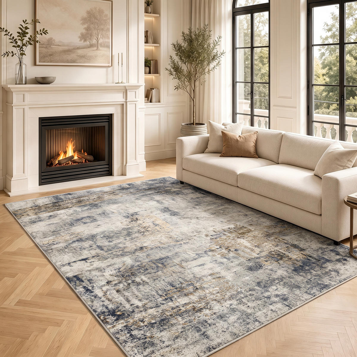 TEPPICH Polyester Grau - Grau, Textil (140/200cm) - HOMCOM