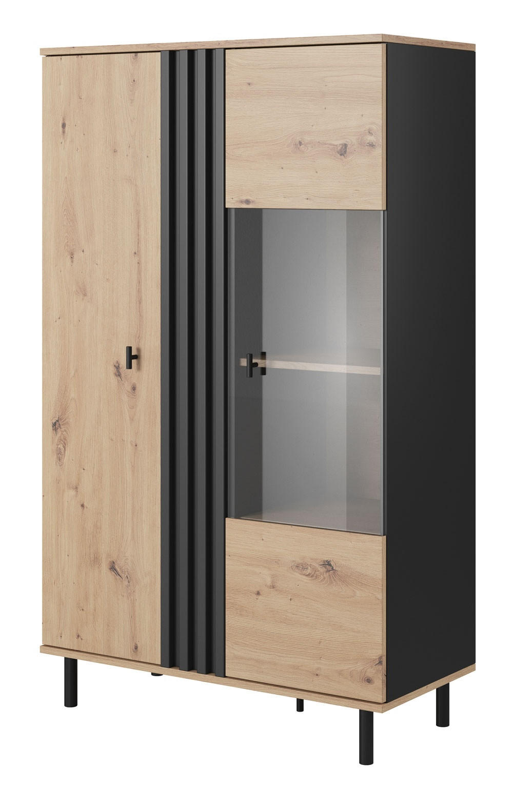 VITRINE Madis sand grange eiche / anthrazit 90,1cm / 40 cm / 148,8 cm - Eichefarben/Braun, Holz/Holzwerkstoff (90/149/40cm) - Feldmann-Wohnen