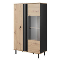 VITRINE Madis sand grange eiche / anthrazit 90,1cm / 40 cm / 148,8 cm - Eichefarben/Braun, Holz/Holzwerkstoff (90/149/40cm) - Feldmann-Wohnen