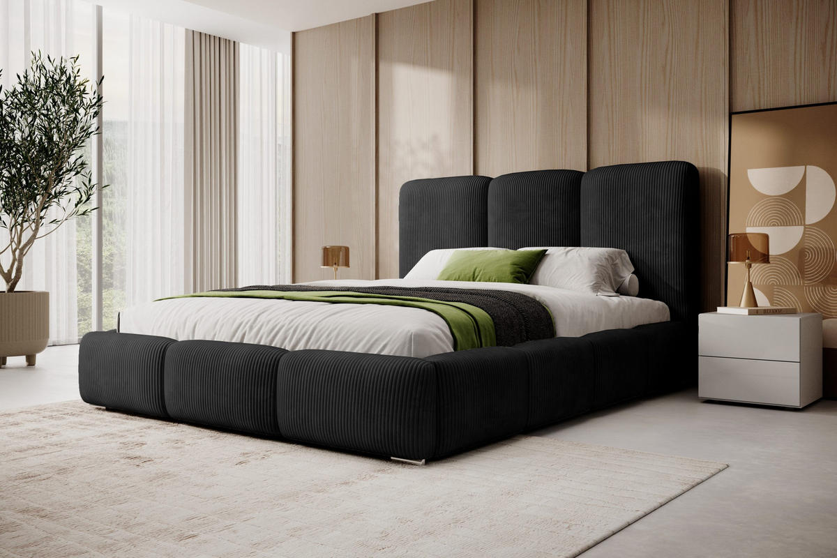 POLSTERBETT Doppelbett Walmer 180x200 cm Schwarz - Schwarz, Textil (180/200cm) - Fedve