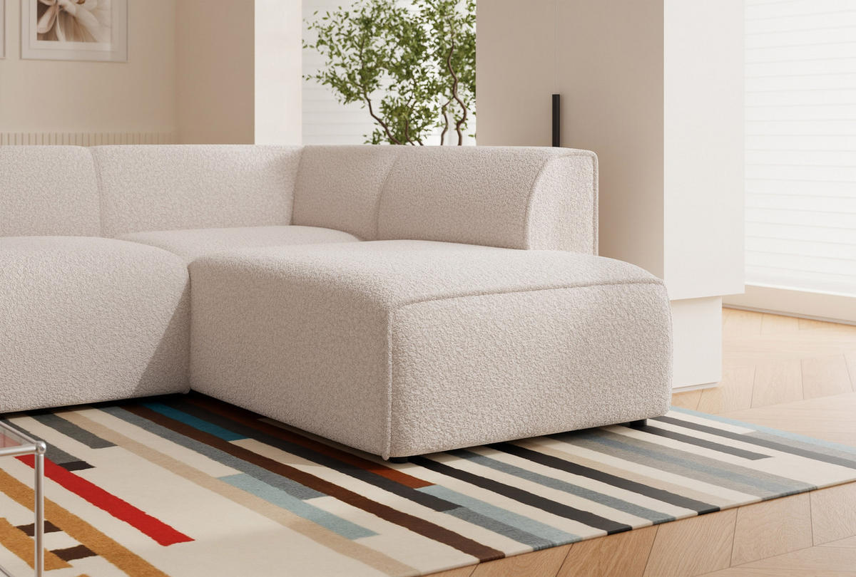 ECKSOFA ZAVO Feiner Mischstoff in Creme - Creme, Holzwerkstoff/Kunststoff (310/218cm) - Idohome