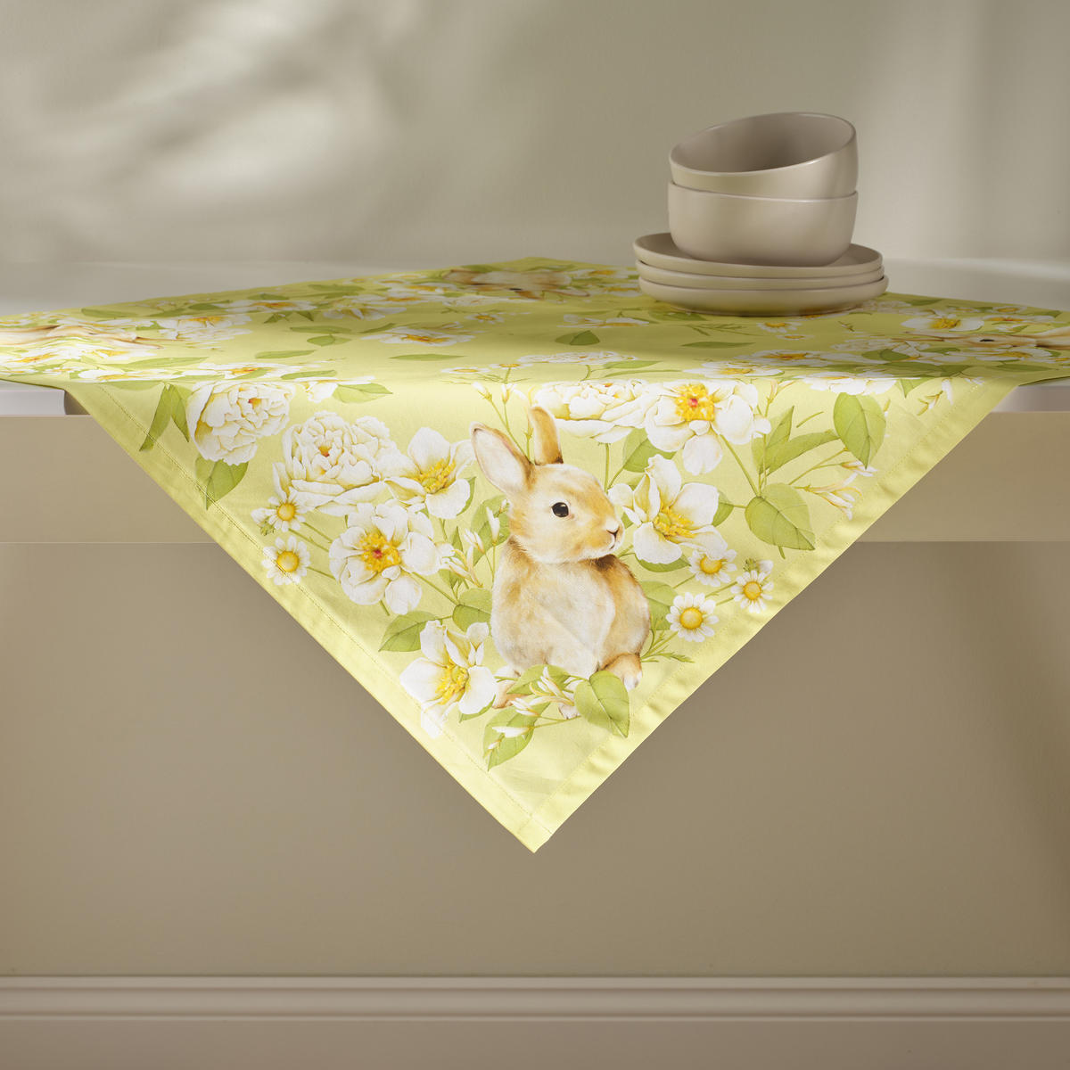 TISCHDECKE Fenillabunny - Hellgelb, Textil (80/80/1cm) - home&you