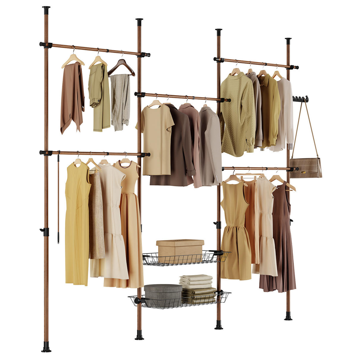 TELESKOP KLEIDERSTÄNDER Braun - Naturfarben, Kunststoff (311/285/3cm) - SoBuy