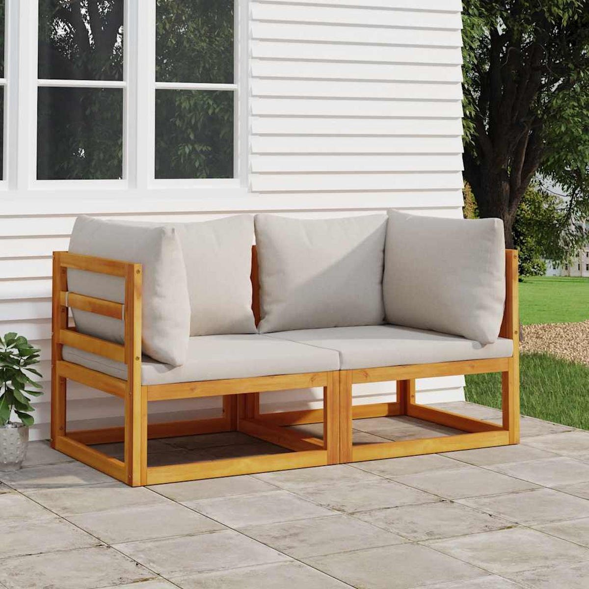 GARTENSOFA SYLOU 141/65/70.5 cm （2-SITZER） - Grau, Holz (141/65/70.5cm) - ZMH