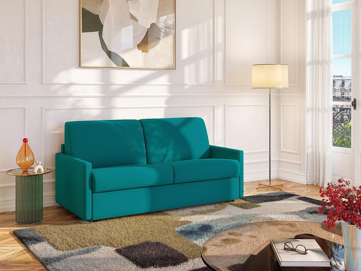 SCHLAFSOFA - 3 Personen - stoff - türkisblau Calife - Türkis, Textil (170/85/223cm) - Vente-Unique
