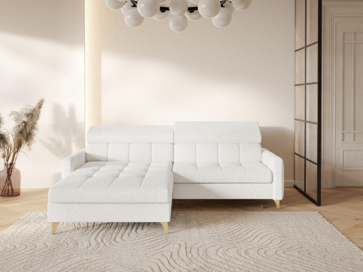 ECKSOFA Milch BAMBINO Mit Verstellbaren Kopfstützen Links - Weiß, Textil (223/174cm) - Sepro Meble