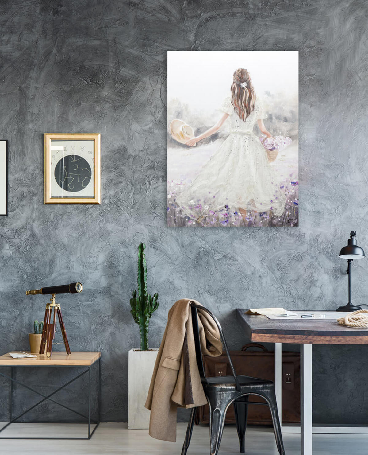 OLEJOMAĽBA 75/100 cm, More a pláž - biela, drevo/textil (75/100cm) - KUNSTLOFT