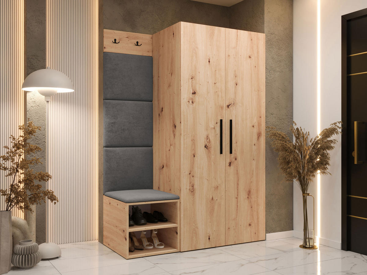 GARDEROBEN-SET Medi IV - Schwarz/Eiche Artisan, Holzwerkstoff/Kunststoff (80/191/50cm) - MIRJAN24