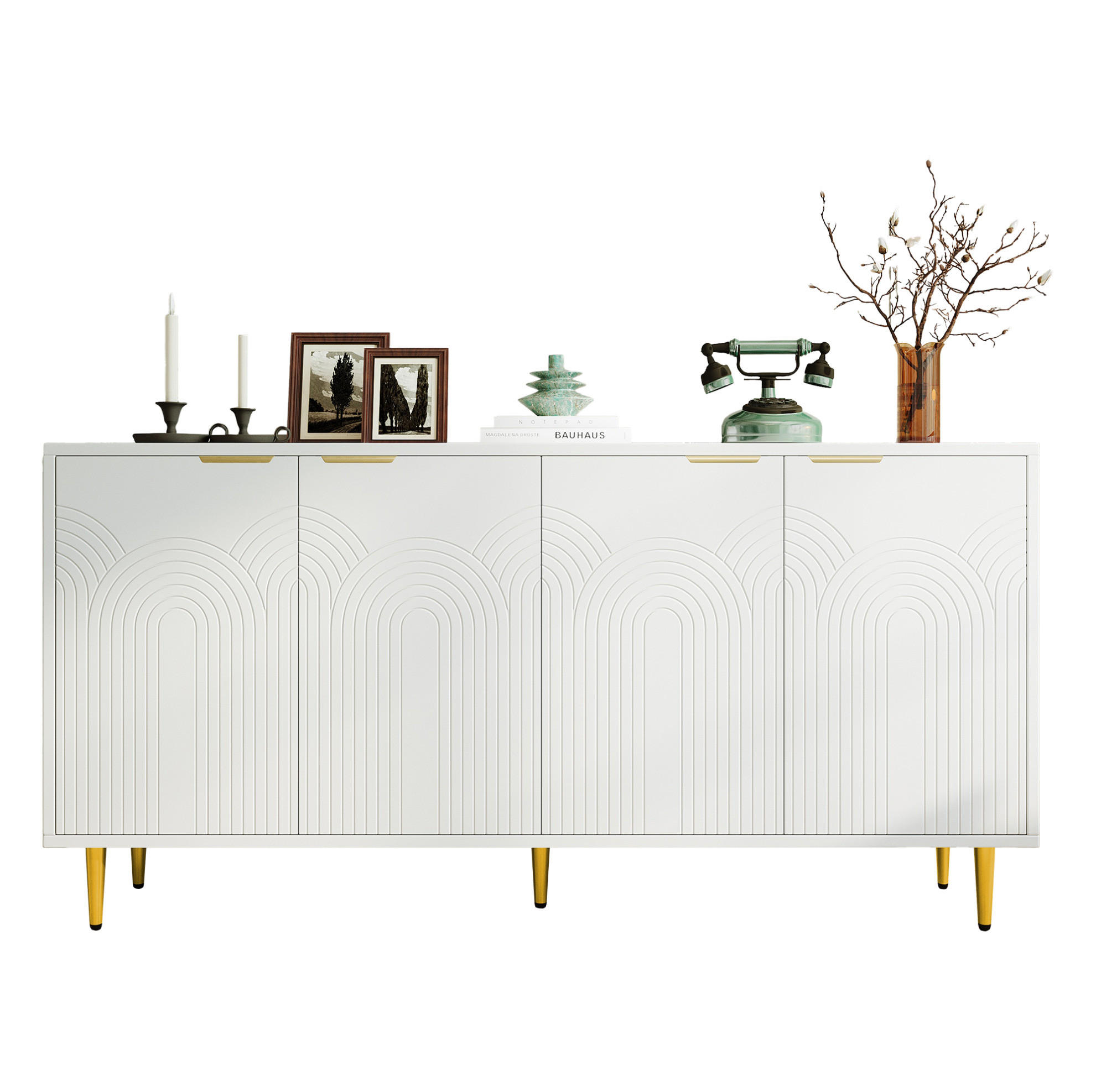 SIDEBOARD 160/80/40 cm Weiß aus MDF und Spanplatte mit Soft-Close-Scharniere - Weiß, Holzwerkstoff (40/80/160cm) - OKMYHOME