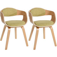 ARMLEHNENSTUHL 2er Set Stoff Natura/Hellgrün - Eukalyptusholzfarben/Hellgrün, Holz/Textil (49/73/46cm) - CLP