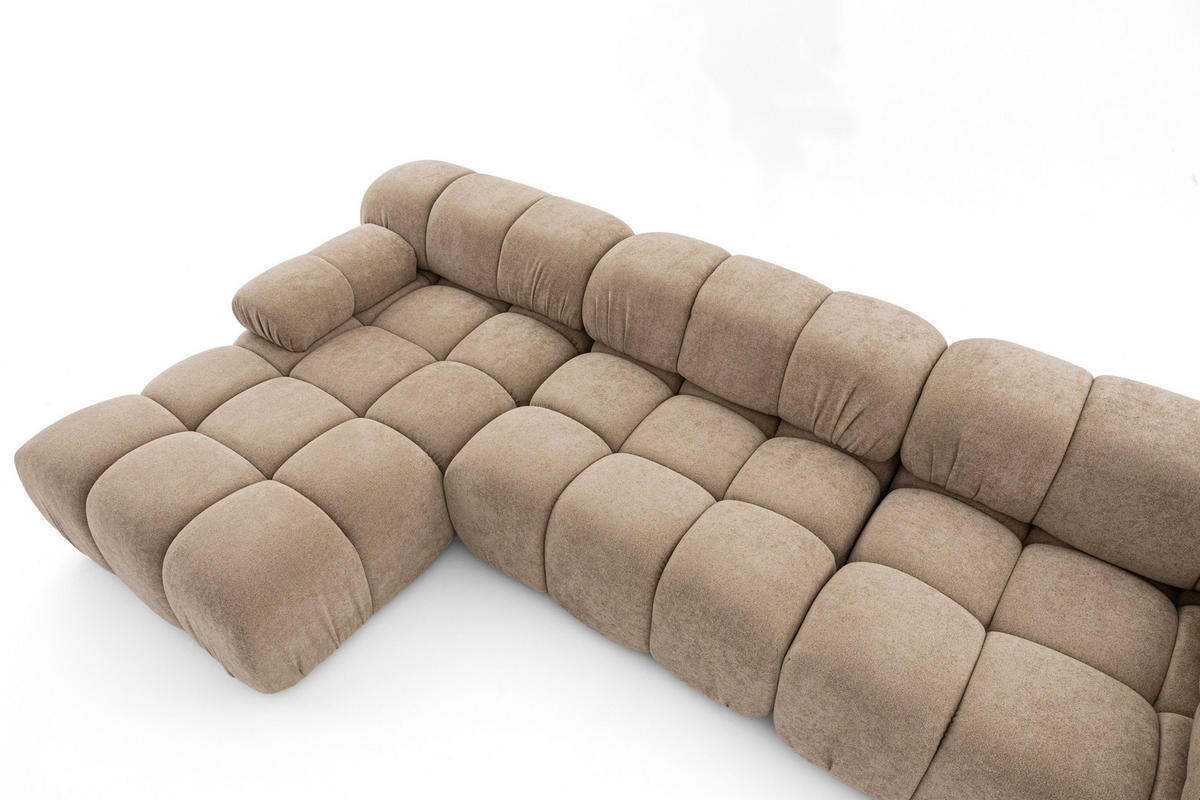MODULARES Ecksofa MOMENTUM L, Links, Breite 282 cm, strukturierter Stoff, Beige - Chromfarben/Beige, Holz/Textil (282/155cm) - Muffo