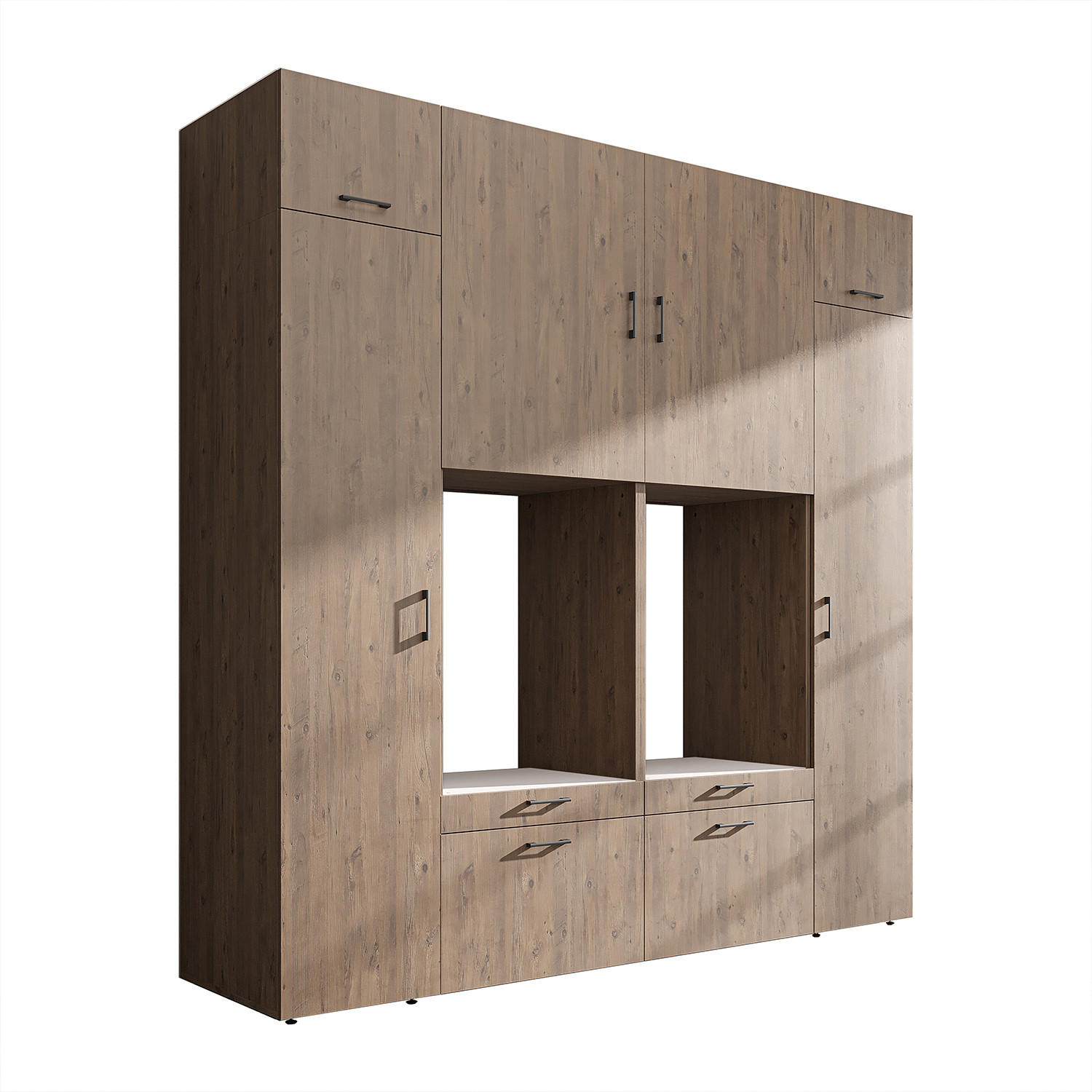 WASCHMASCHINENSCHRANK Serie 2 224cm Breit, 240cm Hoch - Eichefarben, Holzwerkstoff (224/240/67cm)