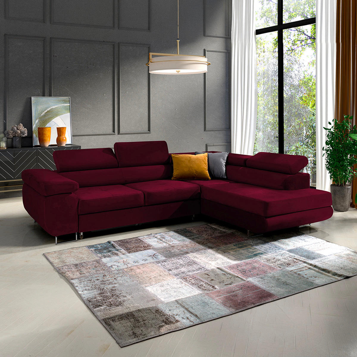 ECKSOFA Wilson 4 Sitzplätze Bordeaux - Rot, Textil (271/201cm) - Petits-meubles