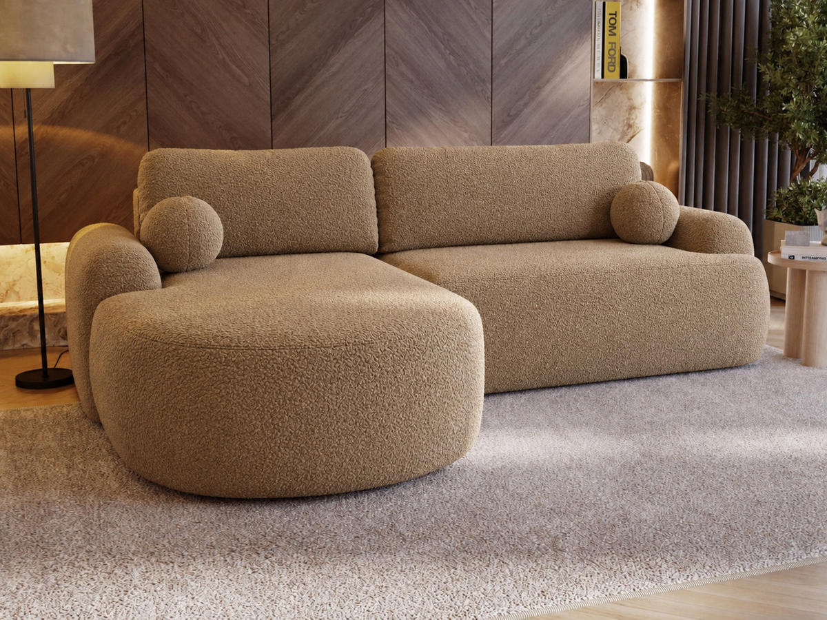 ECKSOFA Aurio Hellbraun Links - Hellbraun, Holz/Textil (177/261cm) - Graingold