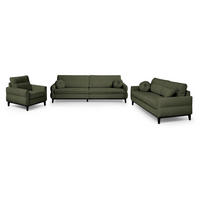SITZGARNITUR Belweder, zwei Sofas+Sessel, Dunkelgrün, Bouclé - Wengefarben/Dunkelgrün, Holz/Textil (268/95/94cm) - Beautysofa