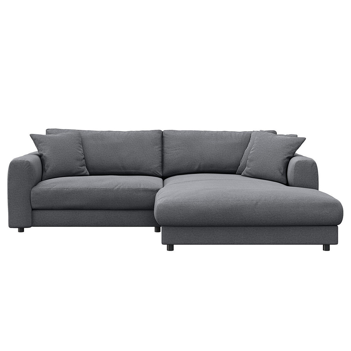 ECKSOFA mit Longchair - Schwarz/Grau, Holz/Kunststoff (238/183cm) - home24