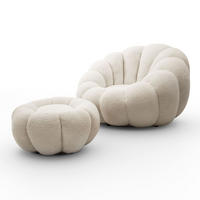 DREHSESSEL FLUFFY mit Fußstütze - Beige, Textil (95/60/95cm) - Lookway