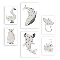 POSTER Set Mit 6 Sea Varmint In Tiere Zusammenfassungen A3 & A4 Rahmenlos - Klar, Papier (29/3cm) - Nacnic