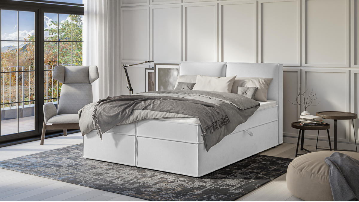 BOXBETT Eclipse 160/200 cm Silber Luxusmicrofaser - Silberfarben/Schwarz, Holz/Kunststoff (160/200cm) - S-Style Möbel