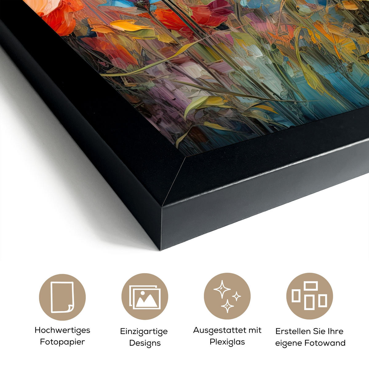 GERAHMTES BILD Blumen - Aquarell - Kunst - Botanisch - Natur 20x30 cm - Orange, Papier (20/30cm) - MuchoWow