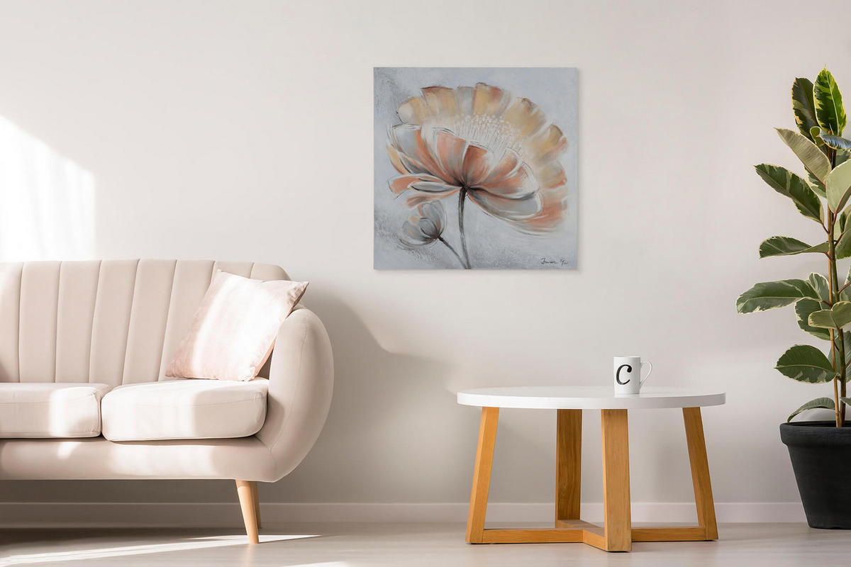 ACRYLBILD HANDGEMALT 80/80 cm - Beige/Grau, Holz/Textil (1.3/80cm) - KUNSTLOFT