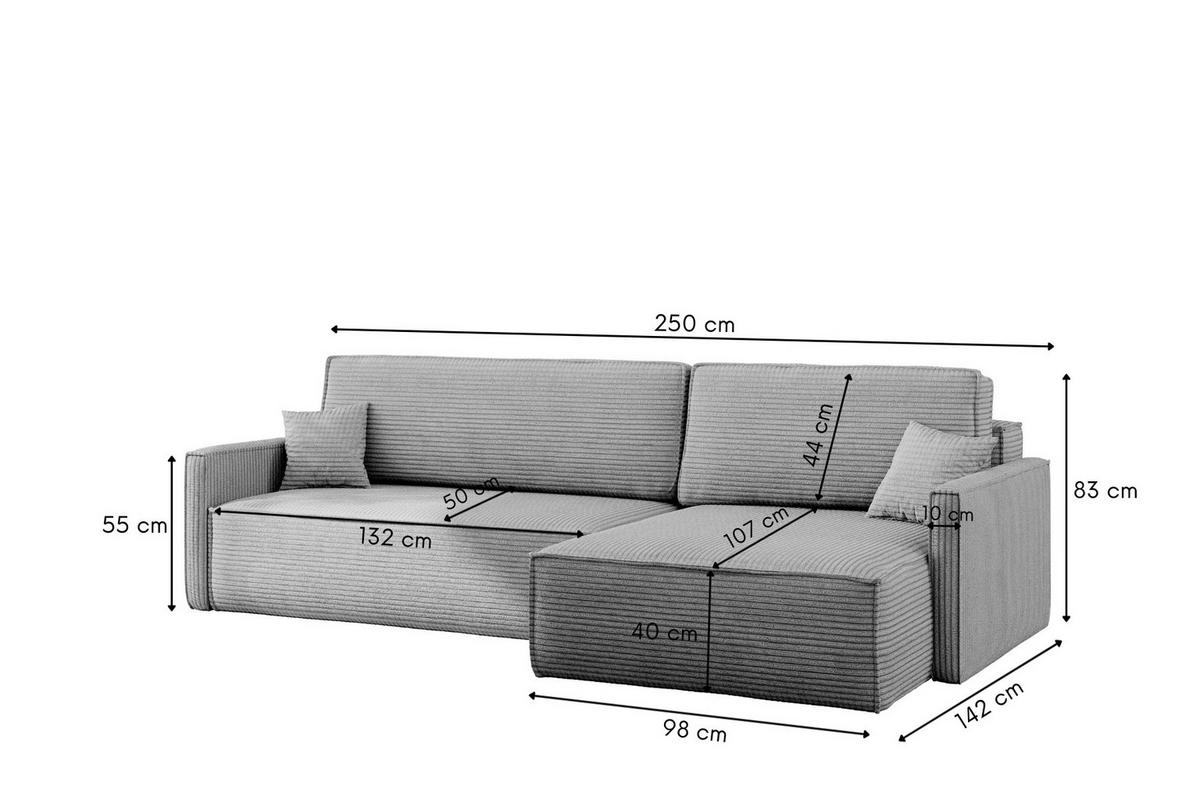 SCHLAFSOFA Carlos, Ecksofa L-Form mit schlaffunktion und bettkasten Stoff Poso Silber Rechts - Silberfarben, Holz (250/83/142cm) - Kaiser Möbel